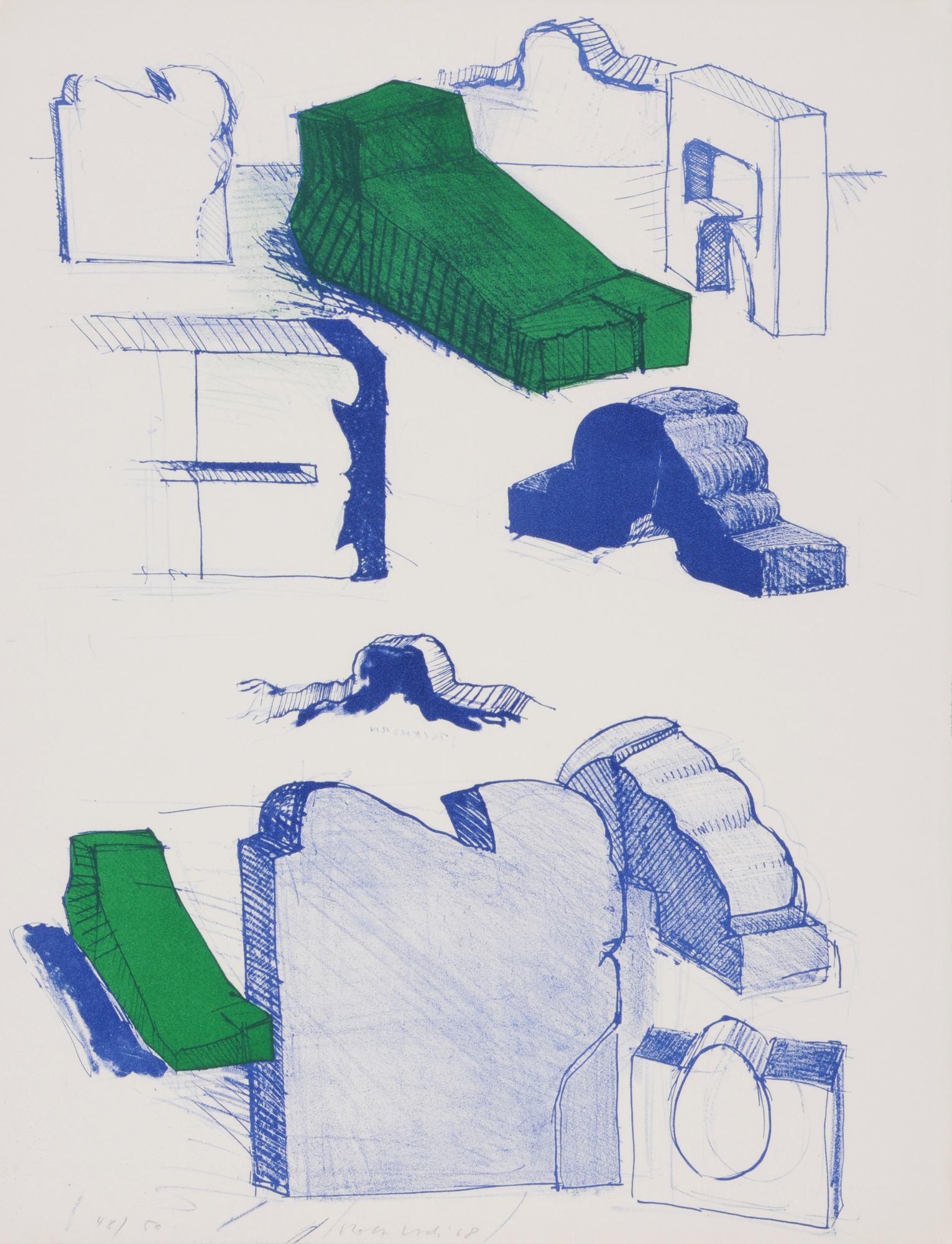 Schweizer Grafik 20.Jh., 6 Blätter: R. Iseli (2); P. Bury; P. Tal-Coat (2); B. Luginbühl