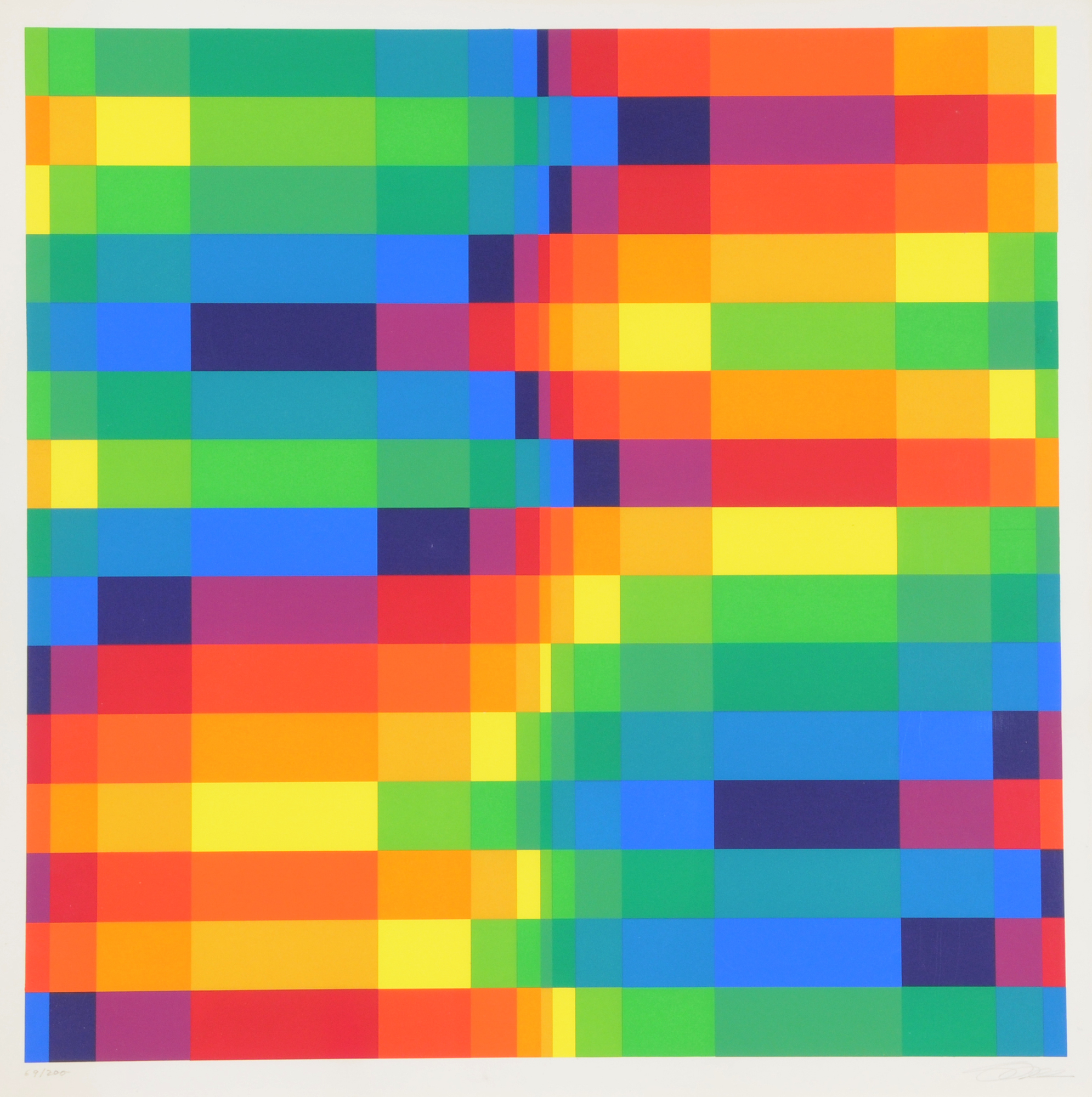 Richard Paul Lohse, 2 sheets: Fünfzehn systematische Farbreihen, 1968; Sechs vertikale systematische Farbreihen von grün zu gelb, 1970