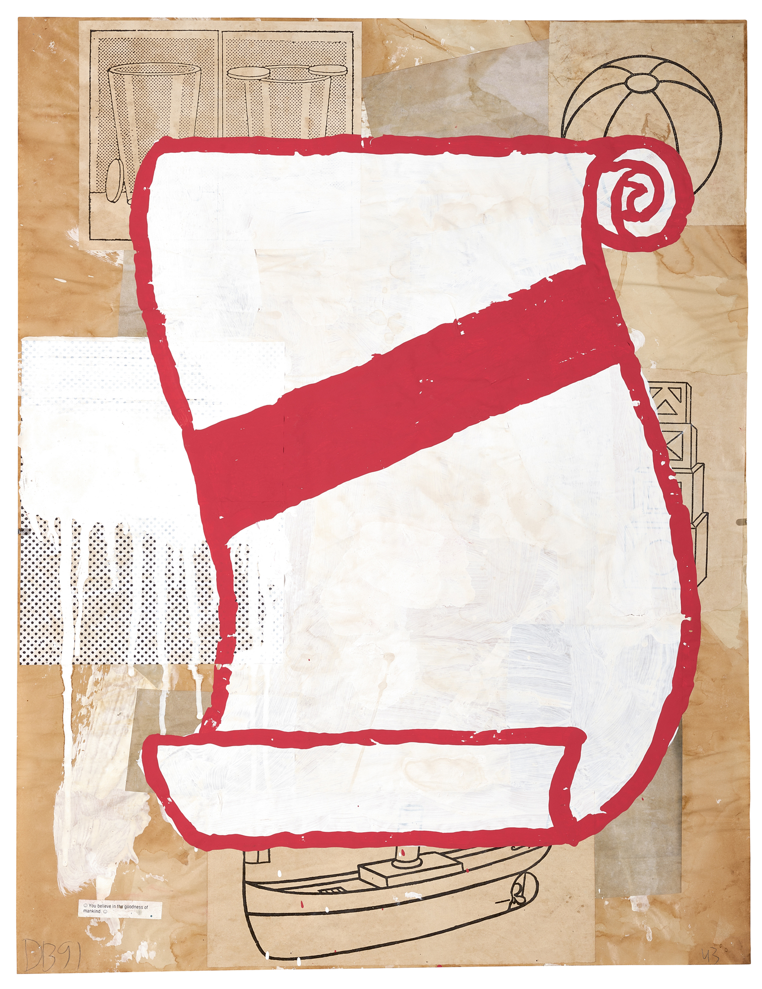 Donald Baechler, Red Line Drawing #43