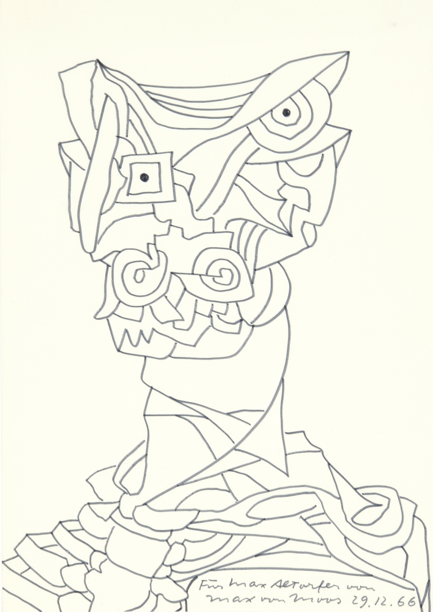 Max von Moos, 2 Zeichnungen: Ohne Titel, 1966; Ohne Titel