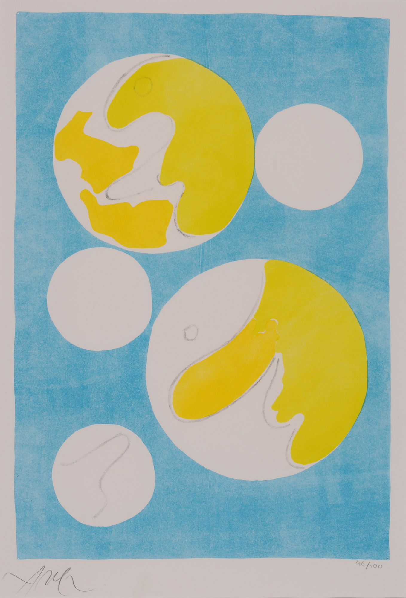 Hans Arp, Cinque lunes sur fond bleu