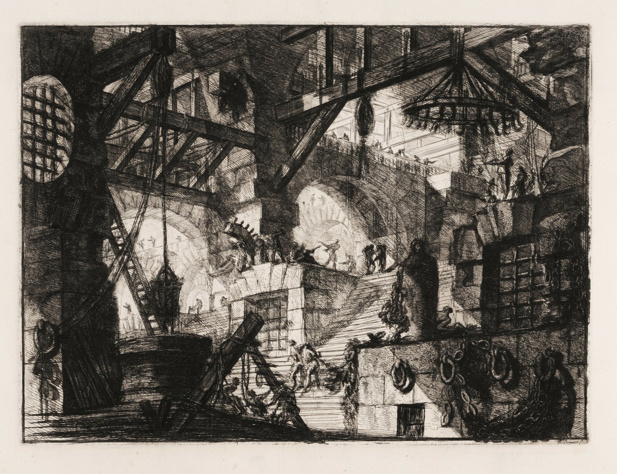 Giovanni-Battista Piranesi, Der Ziehbrunnen, Platte VIII, 2nd edition from "Carceri d'Invenzione"