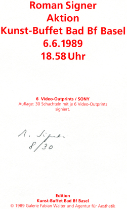 Aktion Kunst-Buffet Bad Bf Basel 6.6.1989 18.58 Uhr