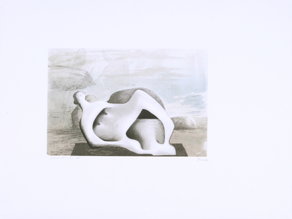 Reclining Figure Against Sea and Rocks