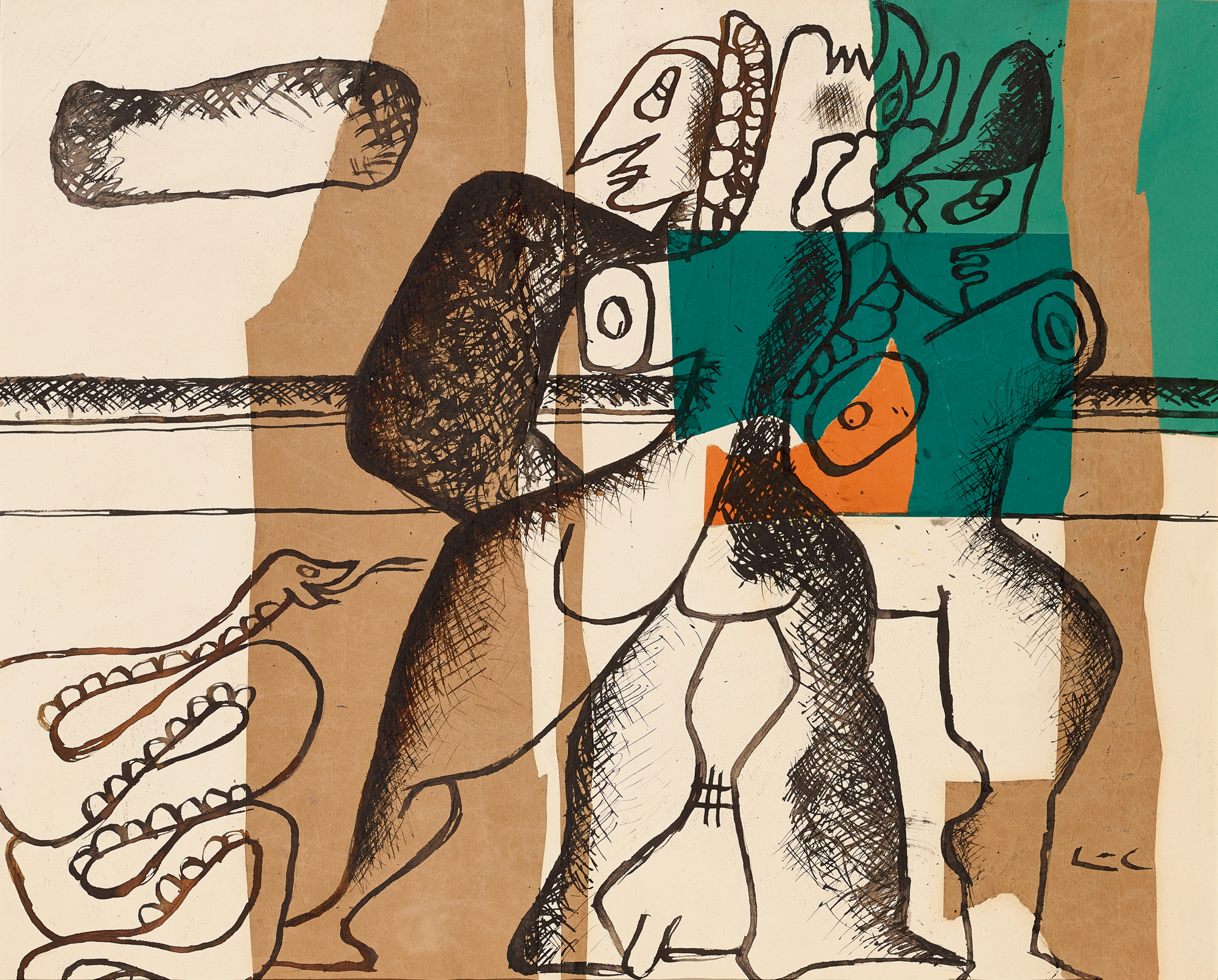 Le Corbusier, Groupe de trois femmes nues debout et serpent