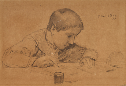 Recto/verso: Schreibender Knabe (A Boy Writing); Junge mit Buch (A Boy with a Book)