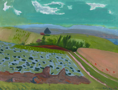 Landschaft mit Acker und Feldweg