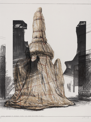 Wrapped Monument to Leonardo, Project for Piazza della Scala, Milan