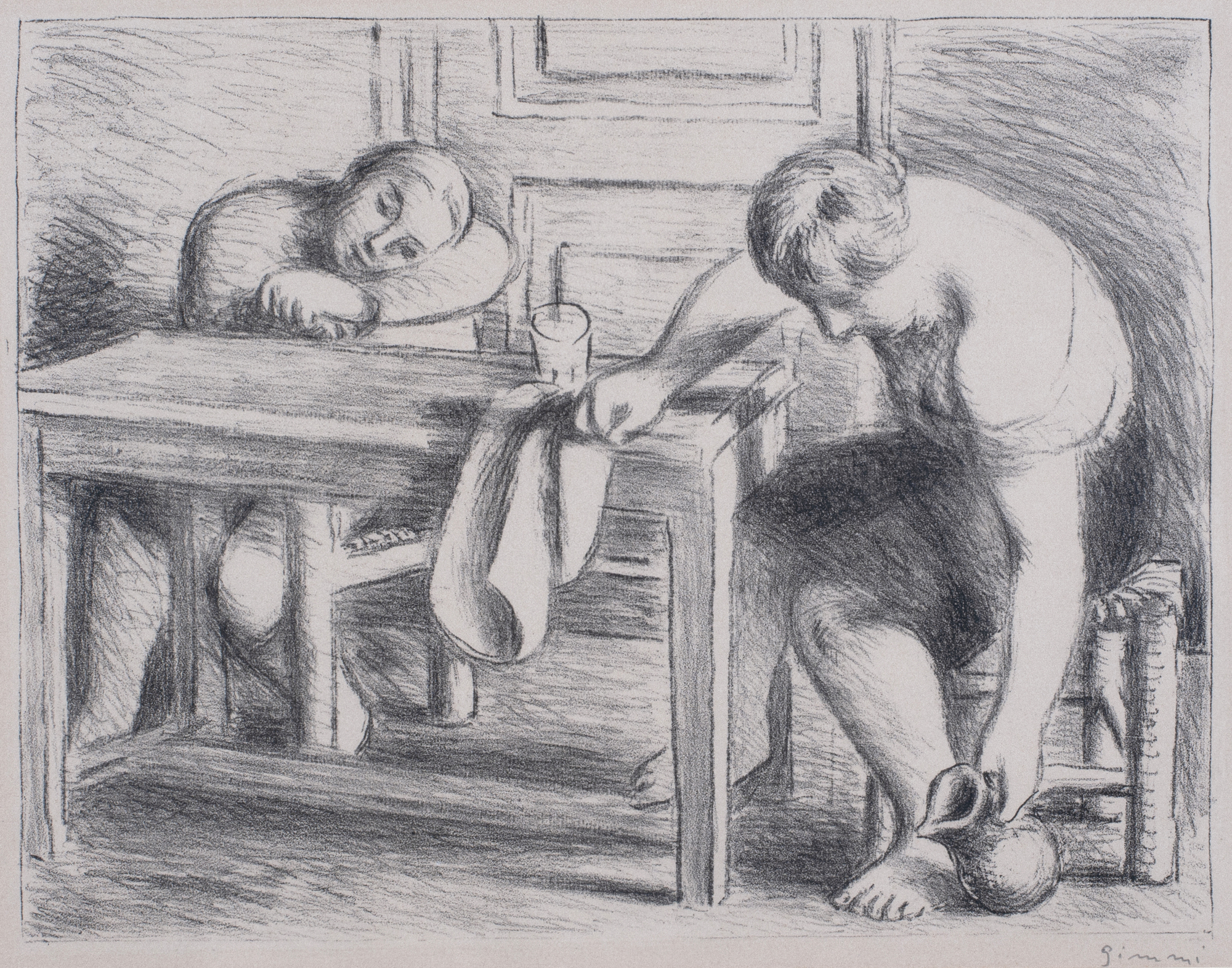 Wilhelm Gimmi, Zwei Frauen am Tisch (Two Women at the Table)
