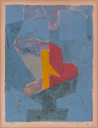 Composition bleue, jaune et rouge