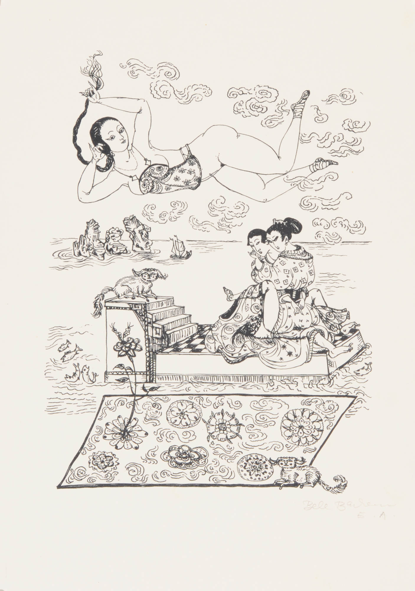 Grafik 20. Jh. , 3 Blätter von Angela Hampel, 1985 (2) und Bele Bachem sowie ein Portfolio von Elvira Bach bestehend aus 23 Blättern, 1993