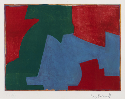 Composition verte, bleue et rouge