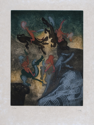 4 Blätter: Wifredo Lam, Vingtième parallèle, 1966; Wifredo Lam, Les Amies (2); Roberto Matta, Senza titolo