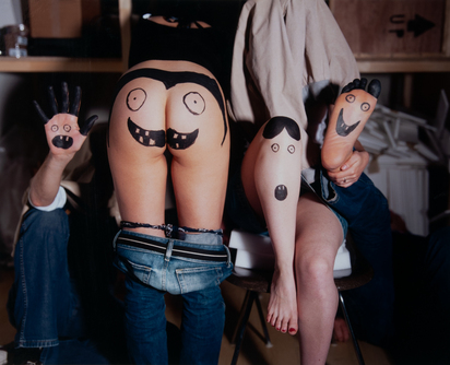 4 Photographs: I never invite my friends again, they are weird, 2004; Mr. Hand, Mrs. Ass, Mrs. Knee, Mr. Foot, 2004; Double 2002; Easter Bunnies, 2004