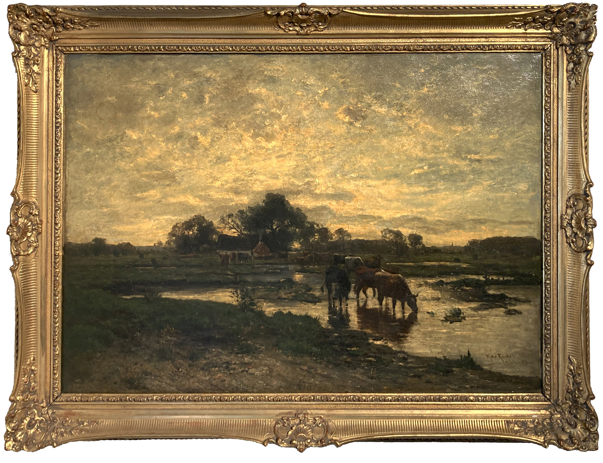 Max Kuchel, Abendstimmung mit Kühen bei der Tränke