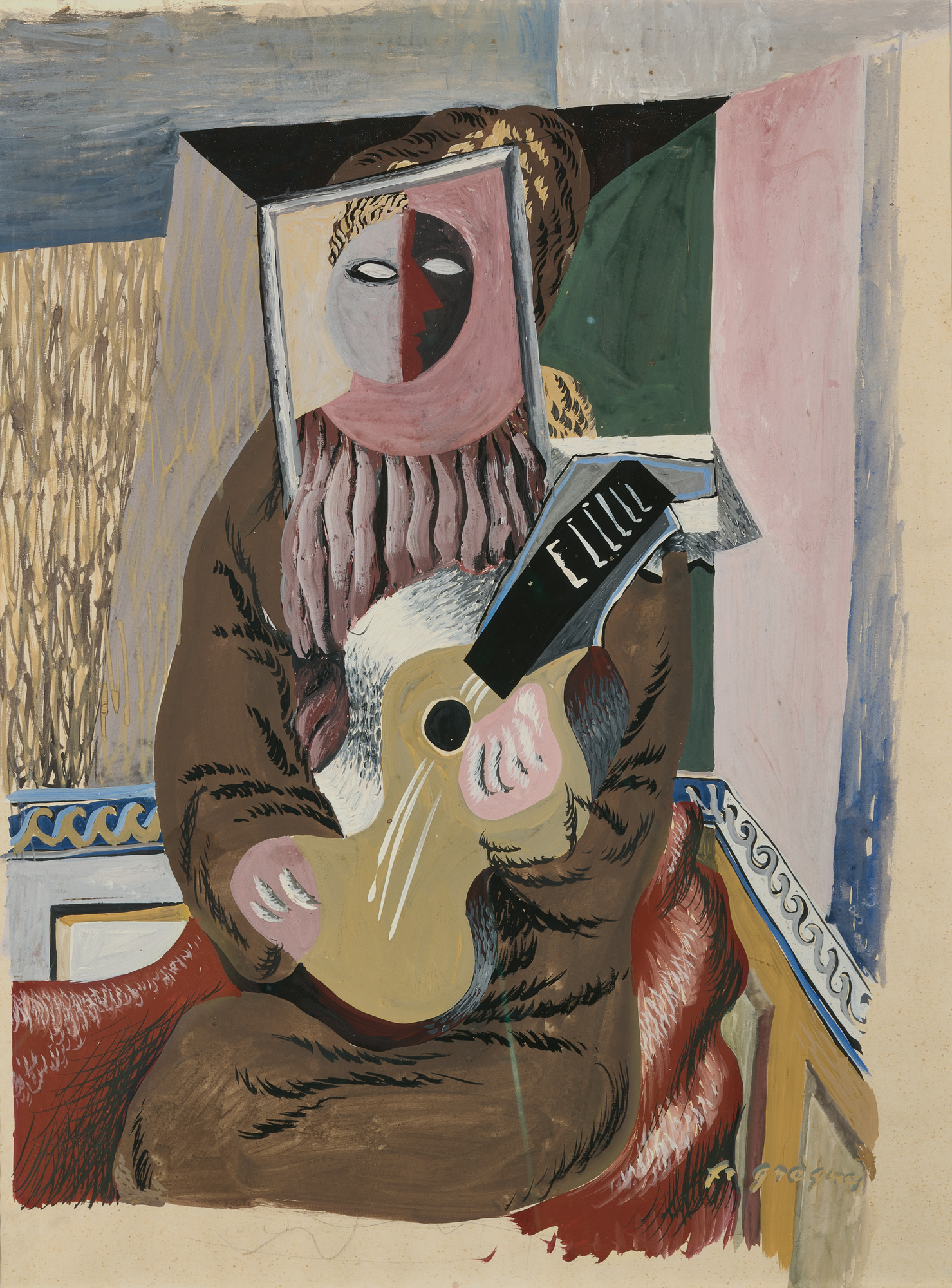 Hans Erni, Intérieur mit Gitarrenspielerin (Interior with Guitar Player)