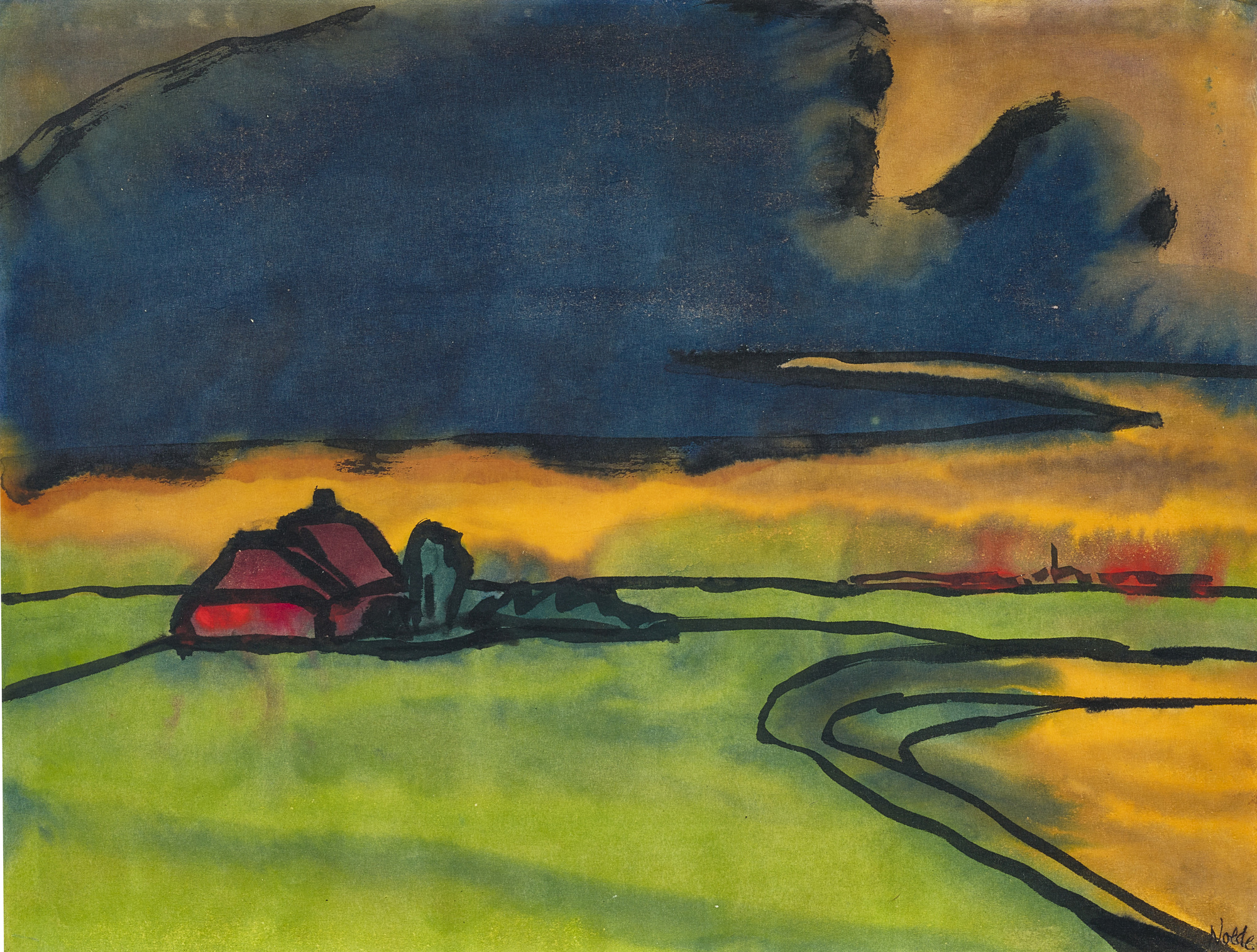 Emil Nolde, Marschlandschaft um Utenwarf (Marsh Landscape around Utenwarf)