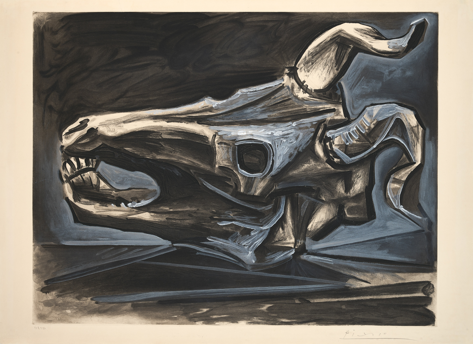 Pablo Picasso, nach. Crâne de chèvre sur la table