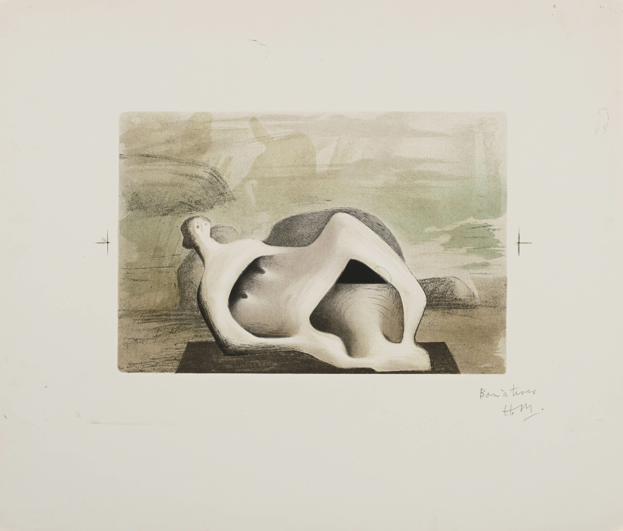 Henry Moore, Reclining Figure Against Sea and Rocks