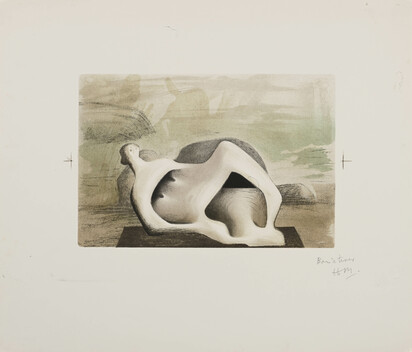 Reclining Figure Against Sea and Rocks