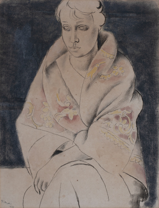 2 drawings: Seated Young Women in Kimono, 1920; Reclining Nude, 1929