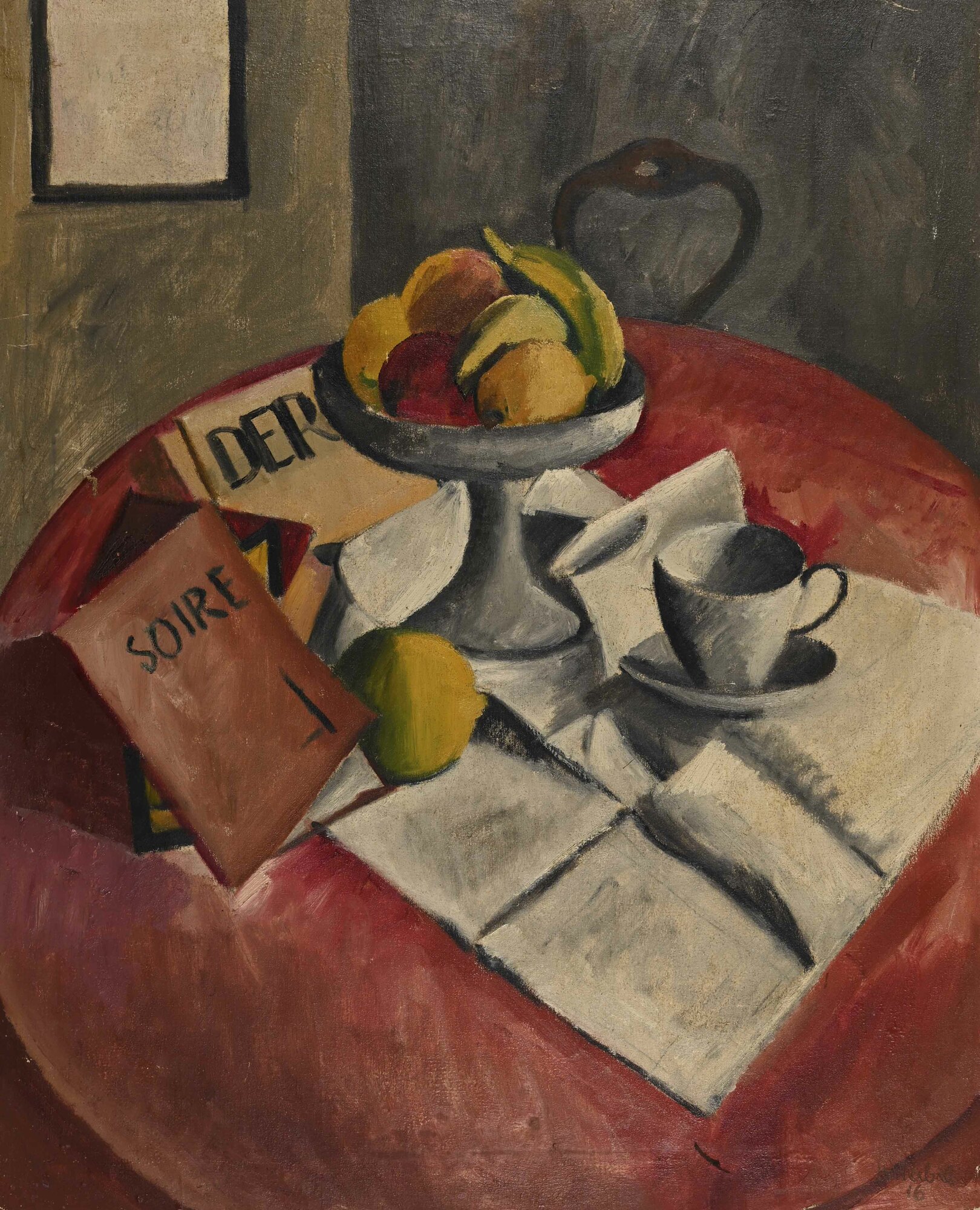Henry Wabel, Compotier und Zeitungen auf Tisch