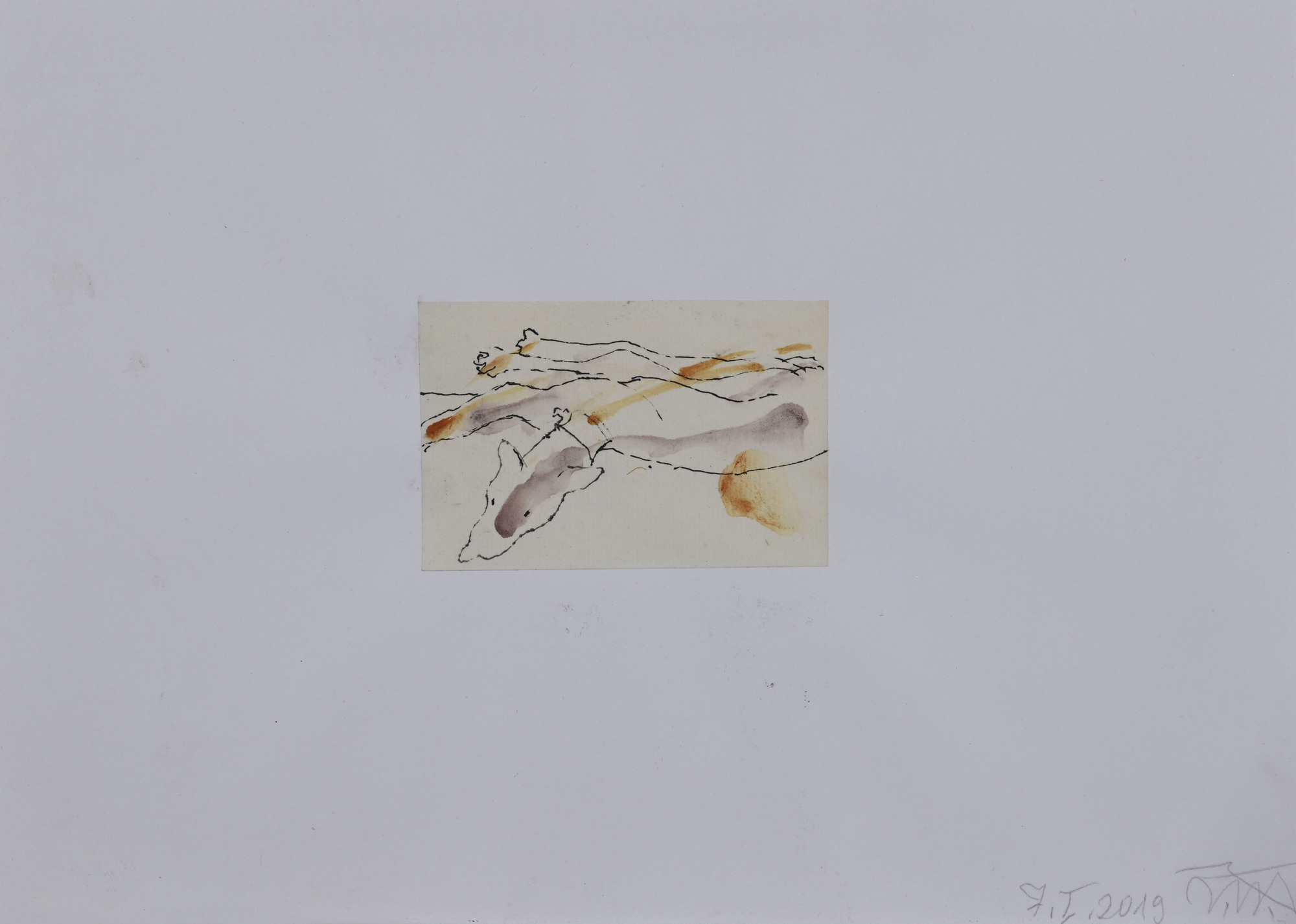 Harald Naegeli, 3 drawings: Der Fisch taucht auf, 2023; Untitled; Untitled, 2019