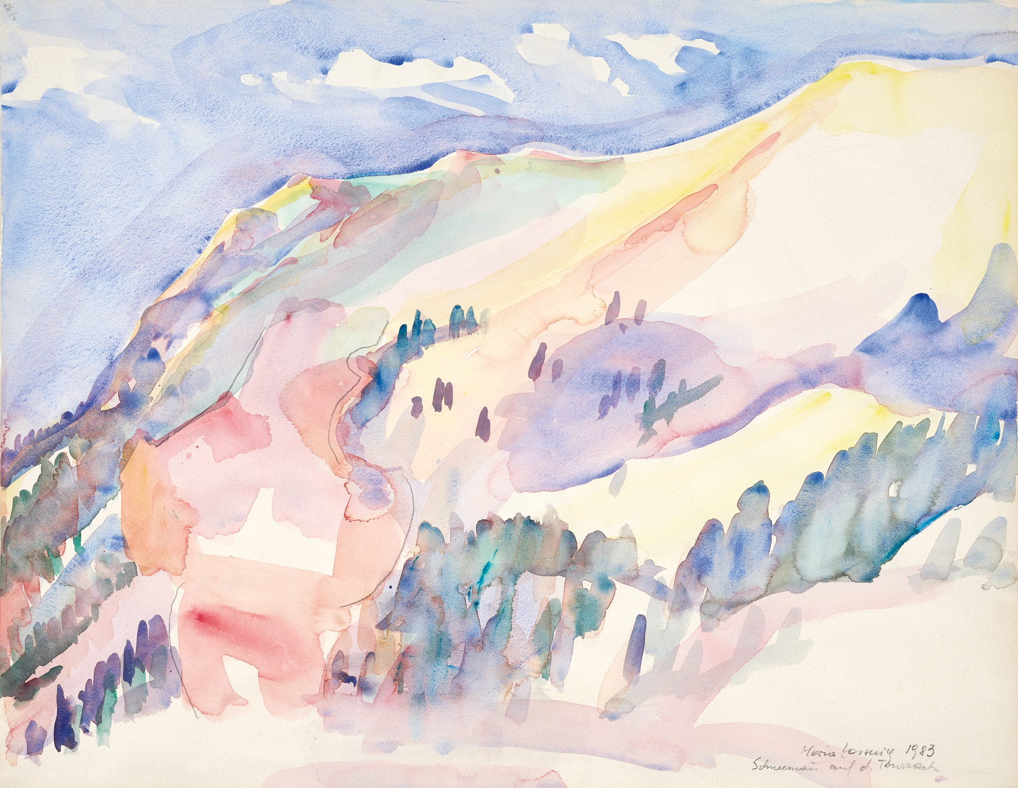 Maria Lassnig, Schneemann auf der Tourrach