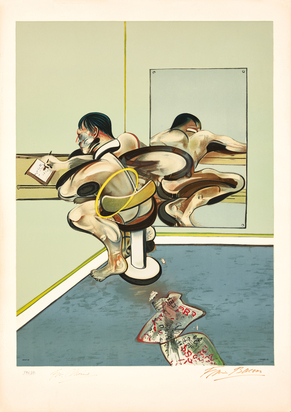 Man Writing Reflected in a Mirror