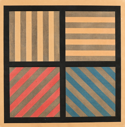 Lines in Four Directions, With Alternating Color and Gray Bands