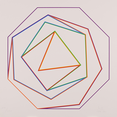 2 Blätter: Variation 14, 1932-1986; Organisation von 44 bunten Quadraten, 1980