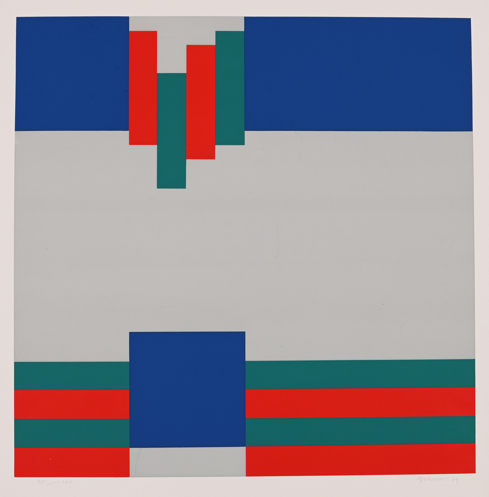 Camille Graeser, 2 sheets: Permutation, 1969; Rot plus Grün, 1965