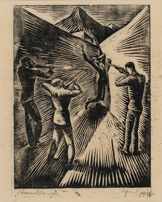 3 Blätter: Krankenlager; Erschiessung; Segelboot, 1963