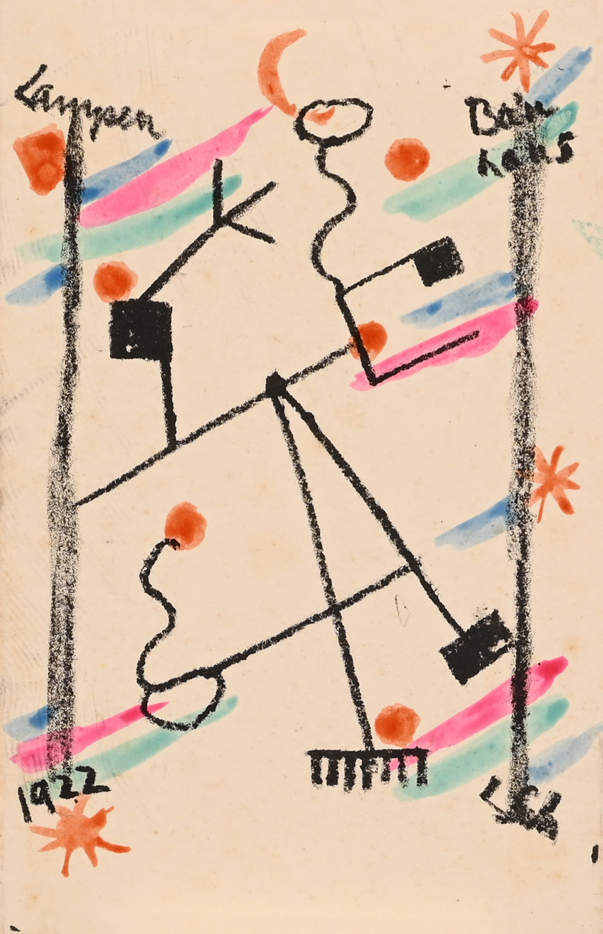 Lothar Schreyer, 2 Werke: Drachenfest Weimar, 1921; Laternenfest Bauhaus, 1922