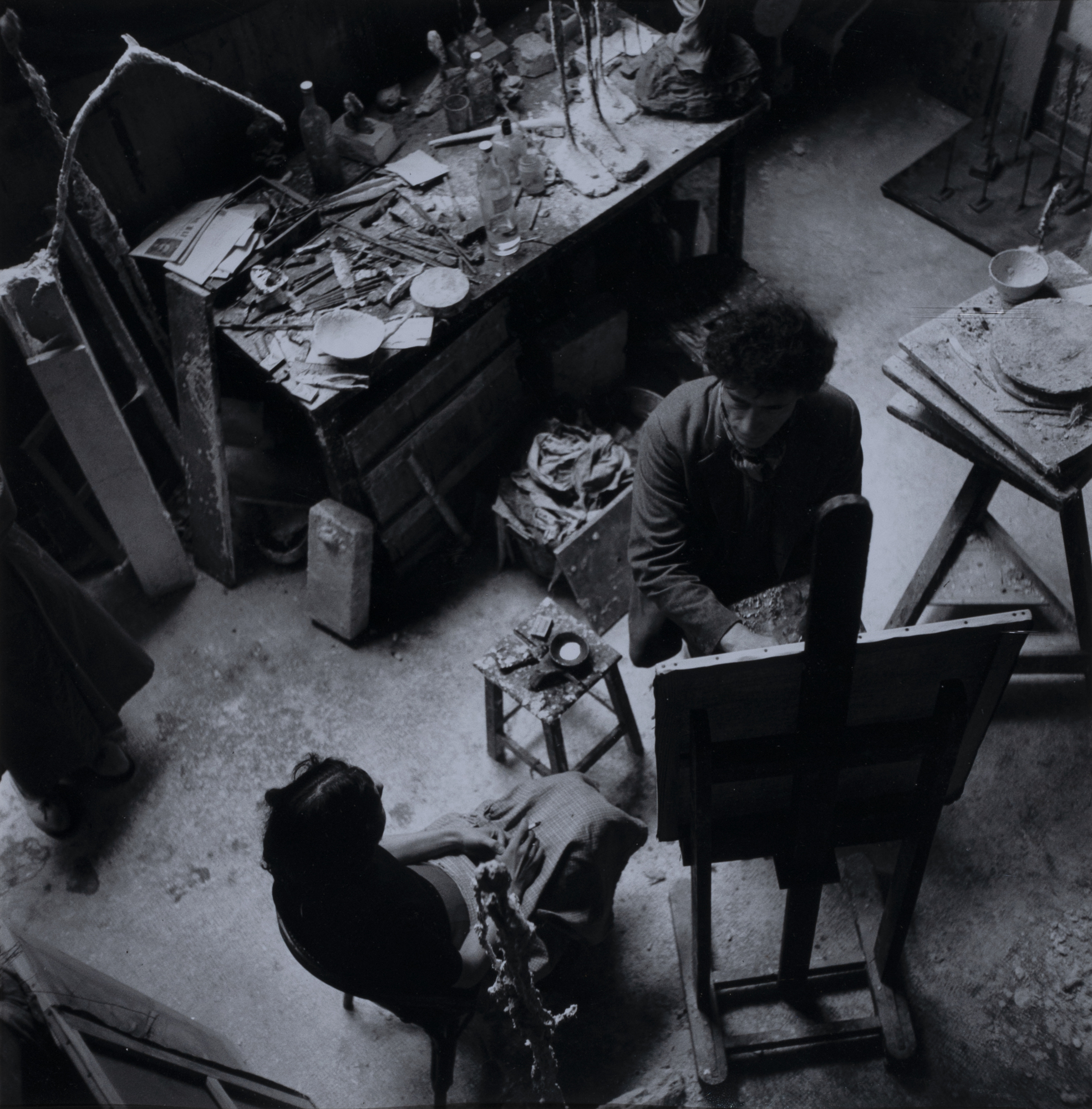 Ernst Scheidegger, Alberto and Annette Giacometti in The Studio