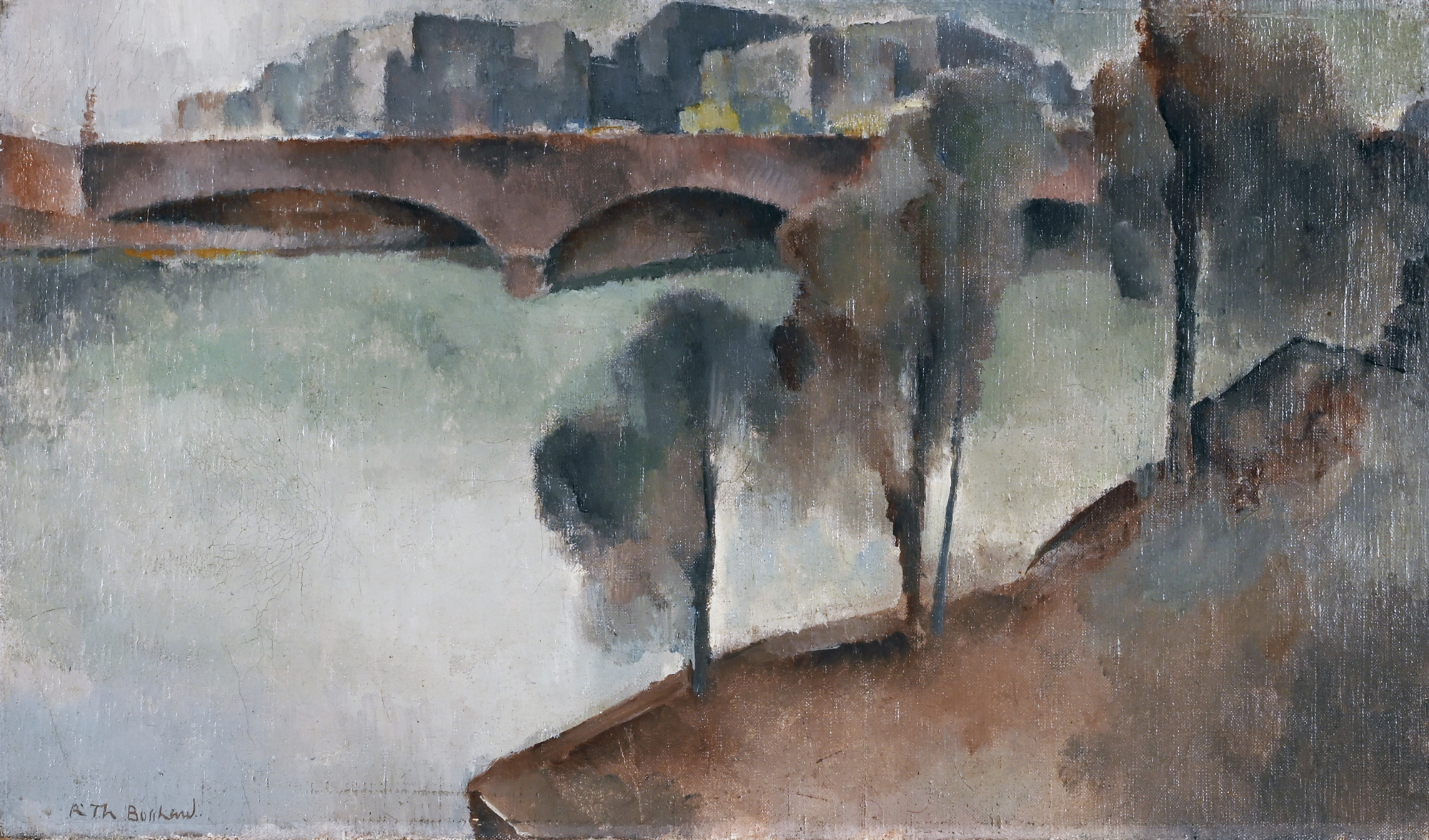 Rodolphe-Théophile Bosshard, Blick über die Seine auf Häuserpartie