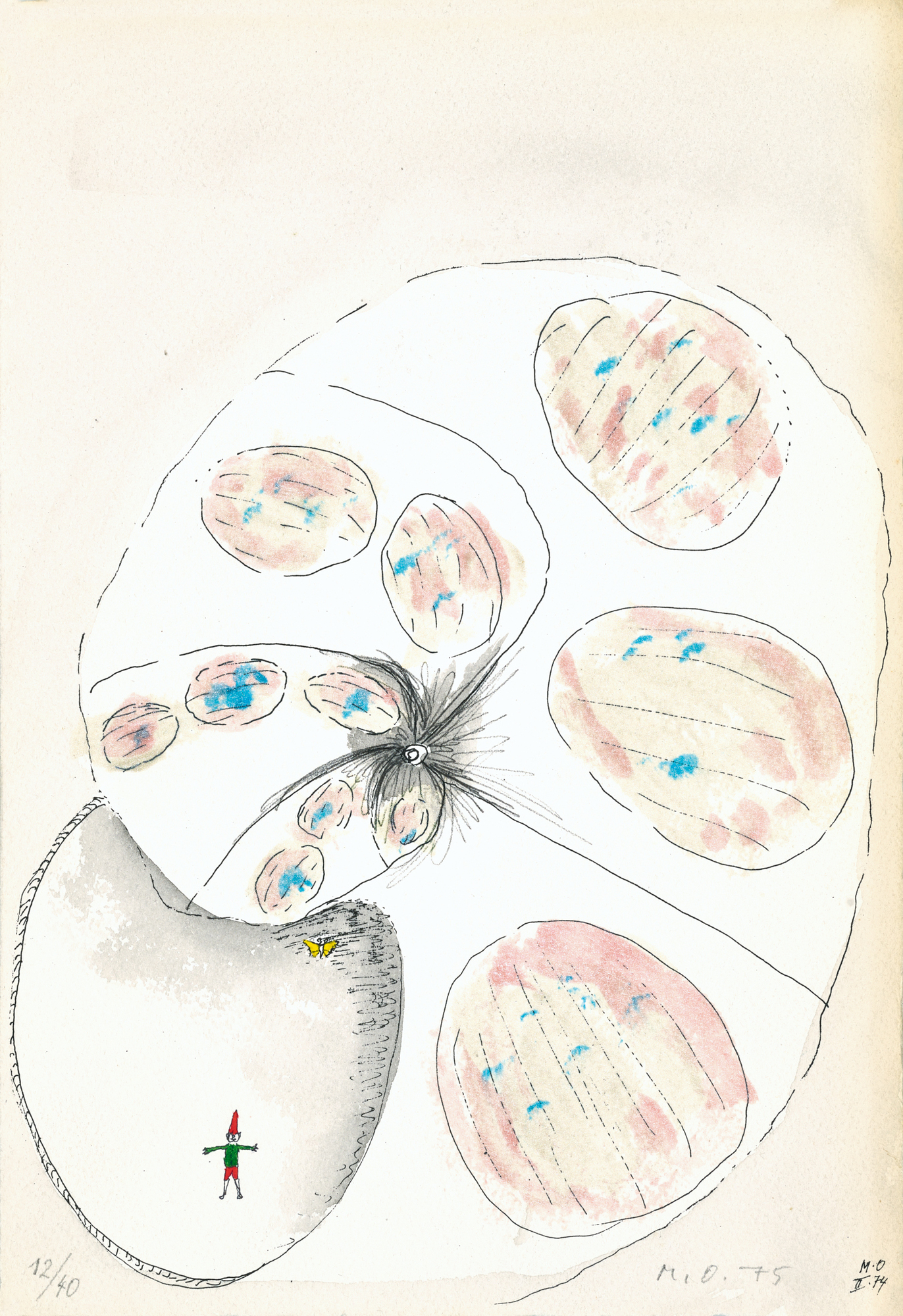 Meret Oppenheim, Kleines rotes Männchen in einer Muschel