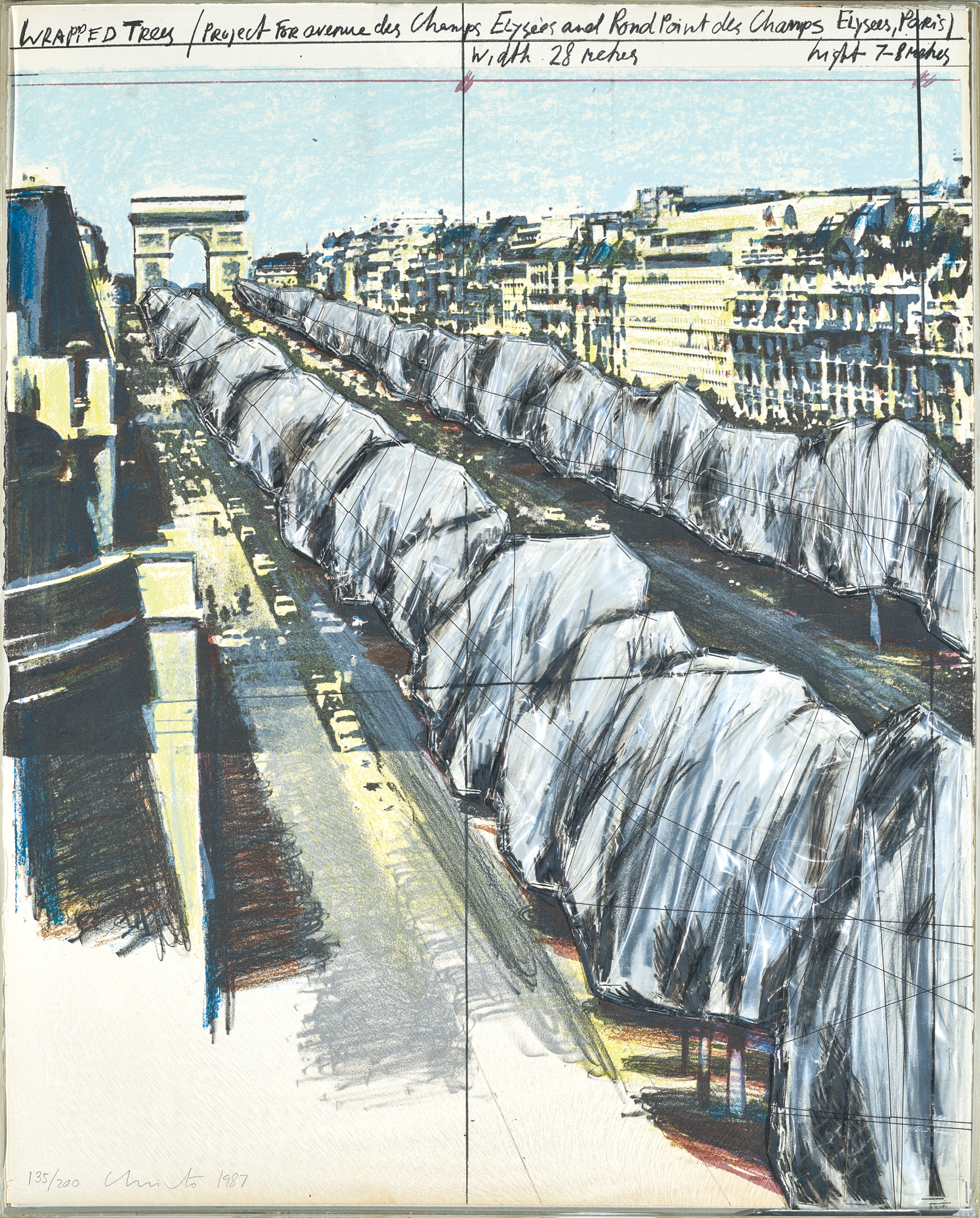 Christo, Wrapped Trees, Project for the Avenue des Champs-Elysées, Paris