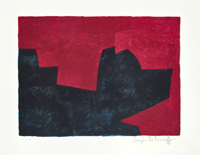 Composition lie-de-vin et bleue