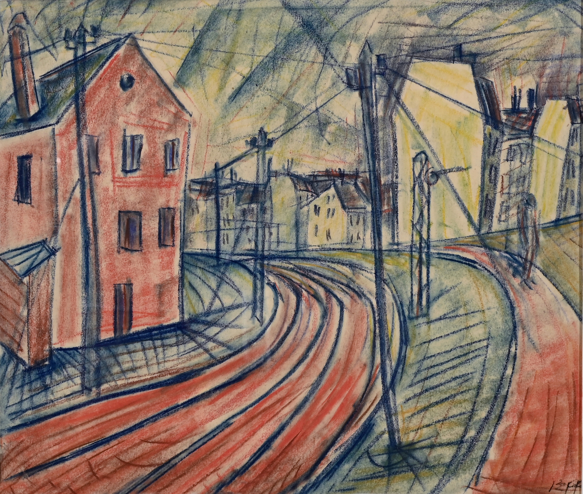 Ignaz Epper, Stadtlandschaft mit Schienen