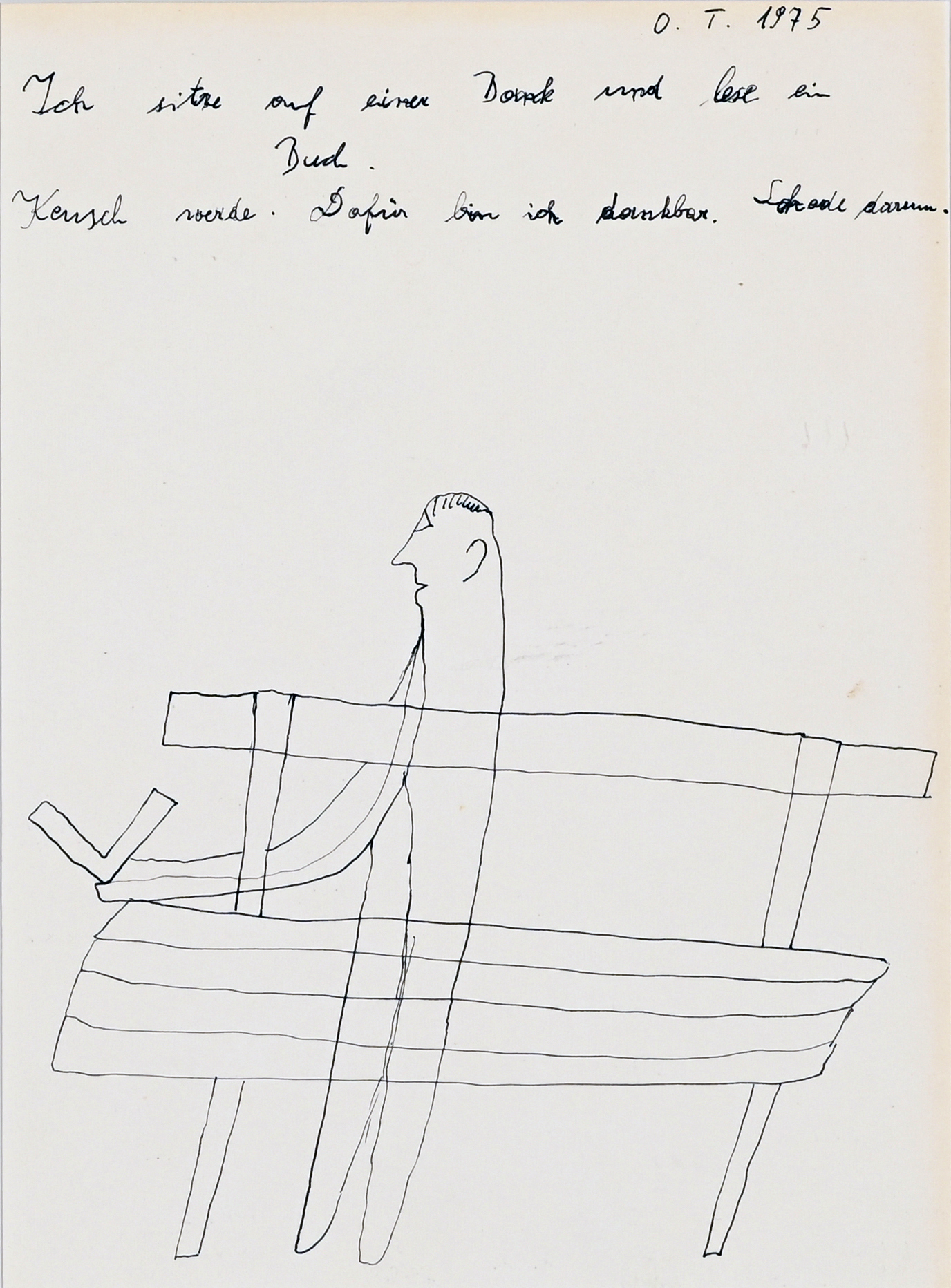 Oswald Tschirtner, Ich sitze auf einer Bank und lese ein Buch