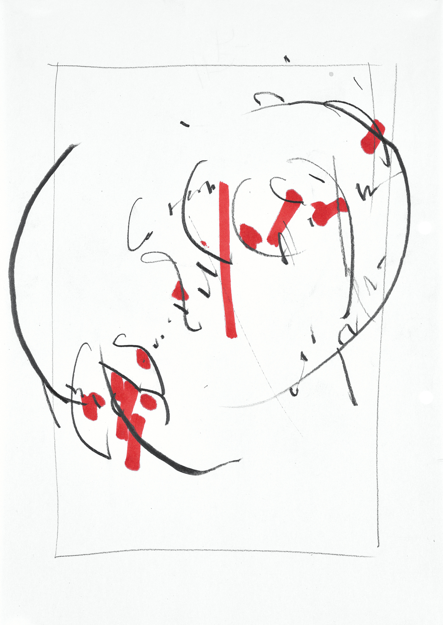 Imi Knoebel, 4 DIN A4 drawings: Untitled