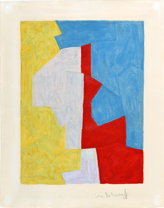 Composition jaune, rouge et bleue