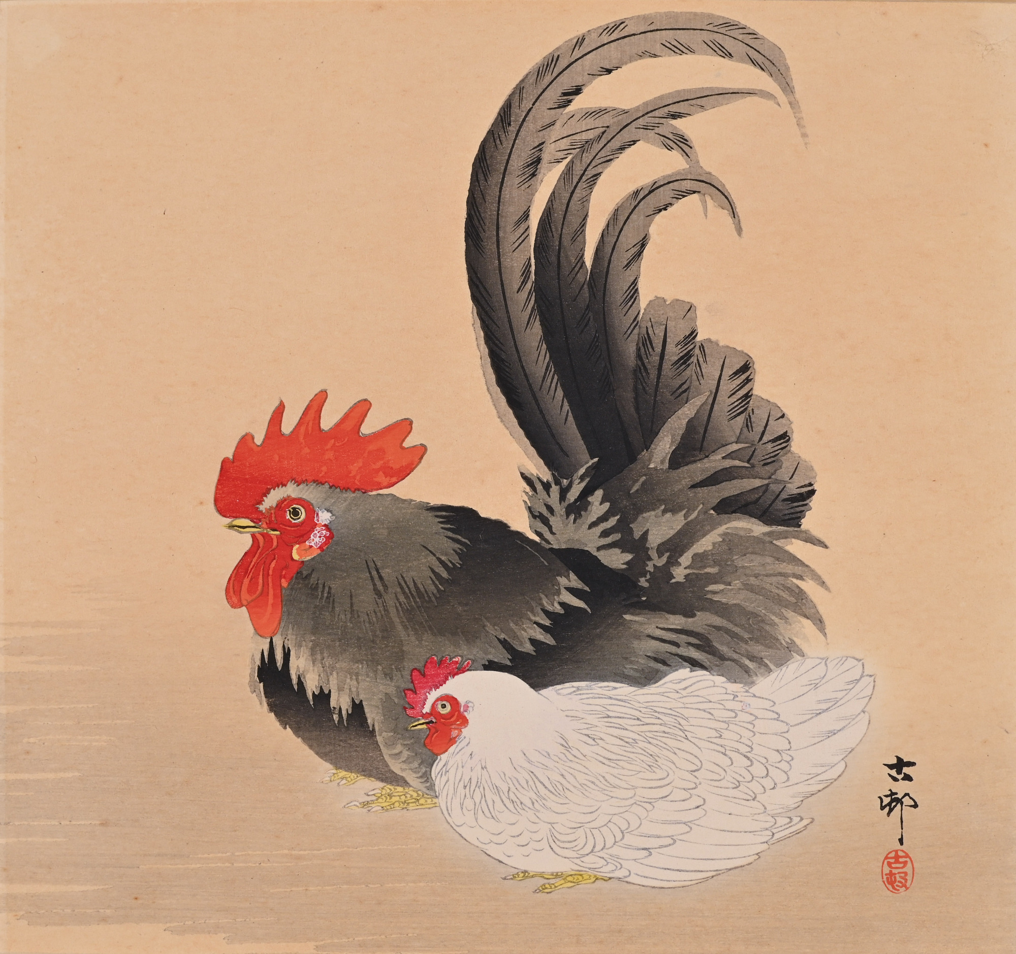 Ohara Shoson, Ohne Titel (Hahn und Henne)