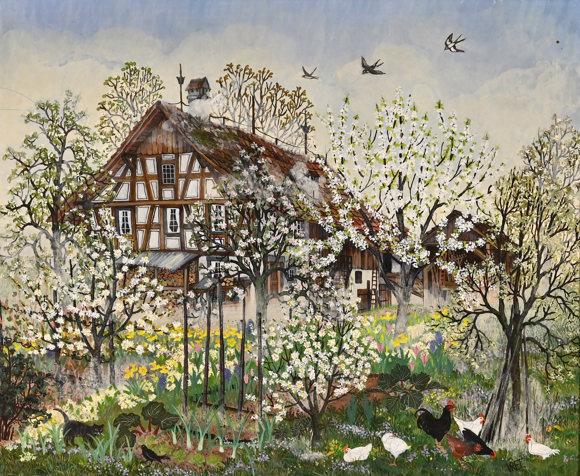Verena Tobler, Bauernhaus im Frühling