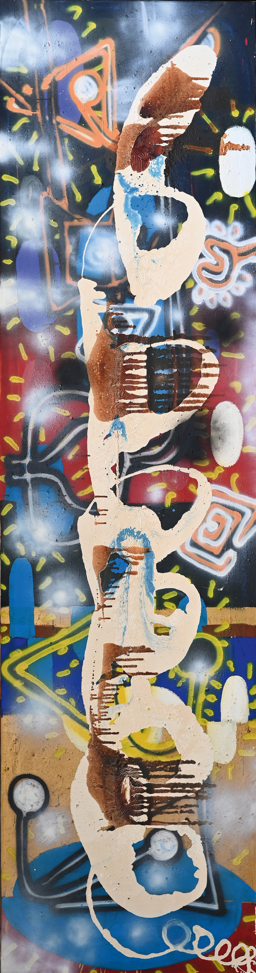Jiri Georg Dokoupil, Ohne Titel (abstrakte Komposition mit Zeichen)
