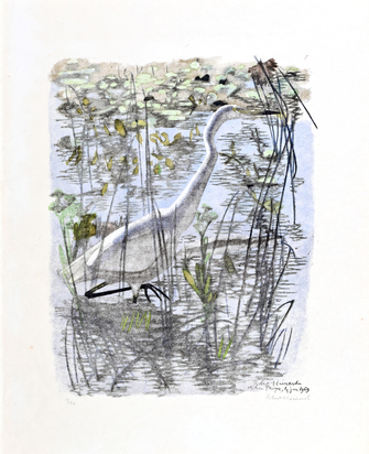 4 sheets: Grande Aigrette, 1969; La Fissure, 1964; Cerfs axis, 1977; Huppe s’envolant, 1972