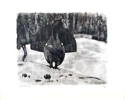 3 sheets: Grand coq à l’aube, sous la pluie,  1968; Deux renards devant le terrier, 1979; Untitled, 1983