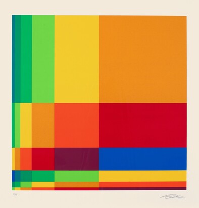 2 sheets: Bewegung von acht Farben um eine Achse, 1970; Sheet from "10 Grafikblätter von Schweizer Künstlern", 1969