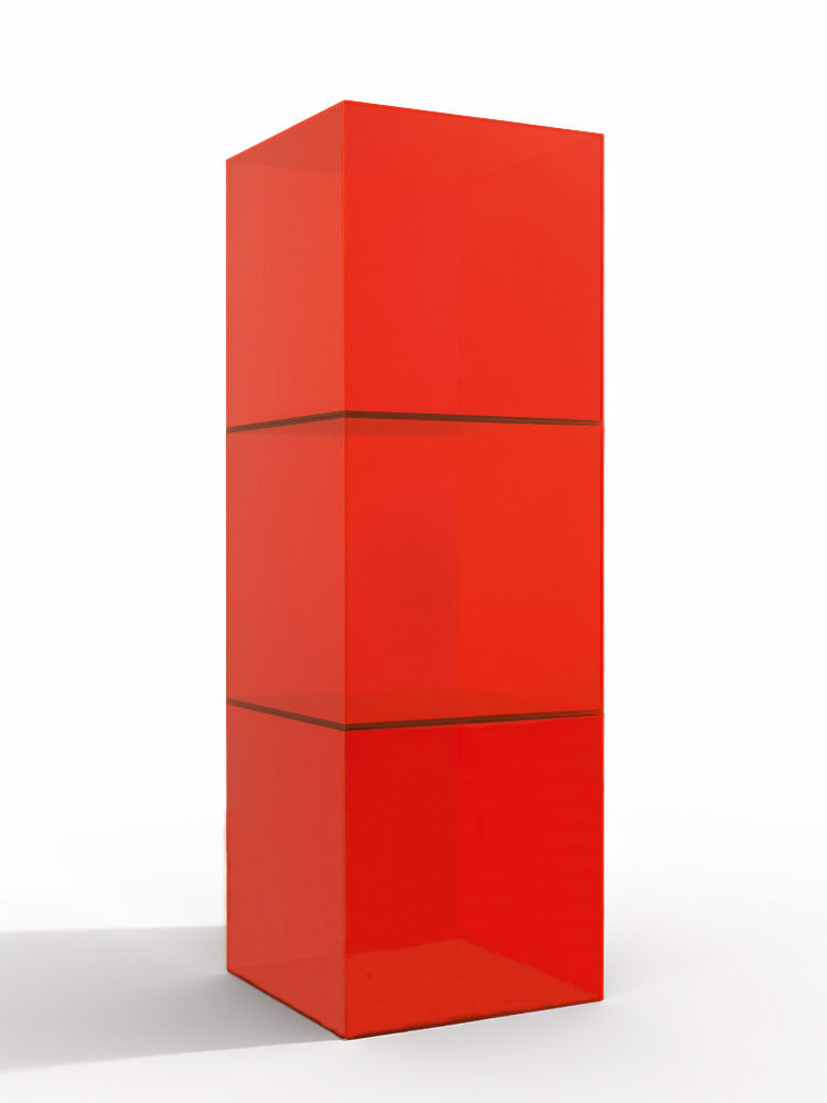 Gerwald Rockenschaub, 3 Acrylglaswürfel, Lisarot